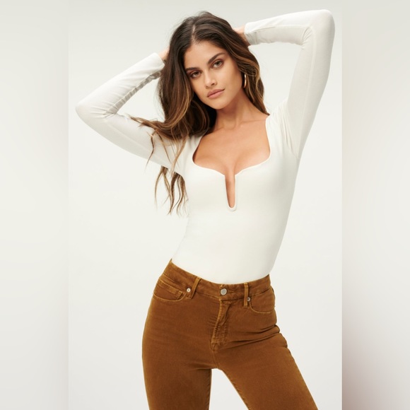 Good American Tops - Good American STRETCH JERSEY U RING BODYSUIT in Ivory Size 2 NEW